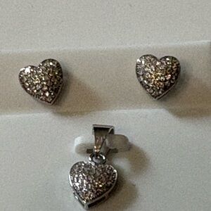 Sparkling 925 Silver 1.59ctw Moissanite Heart Earrings Set